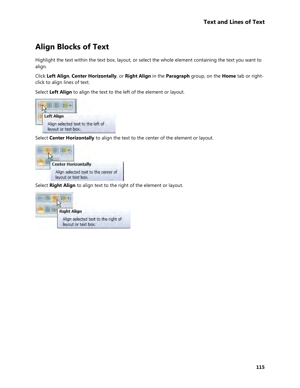 Align blocks of text | Daktronics Venus 1500 Version 4 User Manual | Page 125 / 254