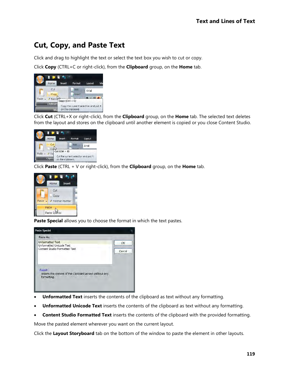Cut, copy, and paste text | Daktronics Venus 1500 Version 4 User Manual | Page 129 / 254