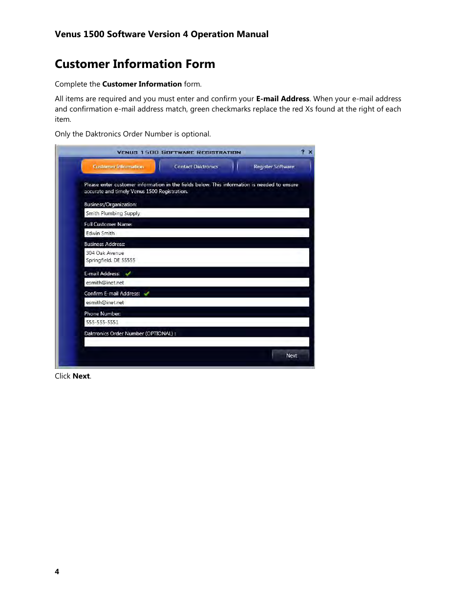 Customer information form | Daktronics Venus 1500 Version 4 User Manual | Page 14 / 254