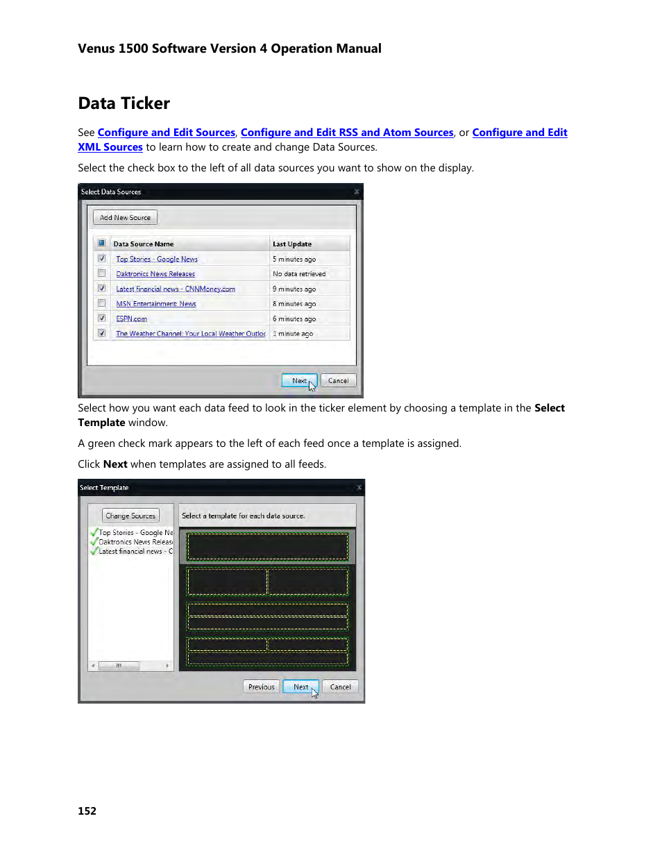 Data ticker | Daktronics Venus 1500 Version 4 User Manual | Page 162 / 254