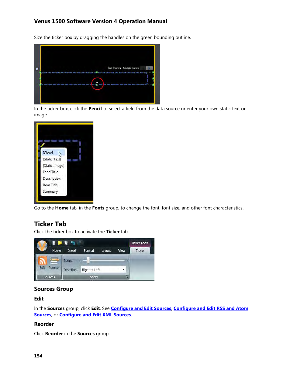 Ticker tab | Daktronics Venus 1500 Version 4 User Manual | Page 164 / 254