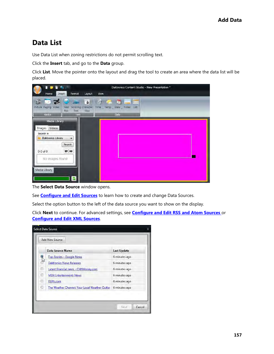 Data list | Daktronics Venus 1500 Version 4 User Manual | Page 167 / 254