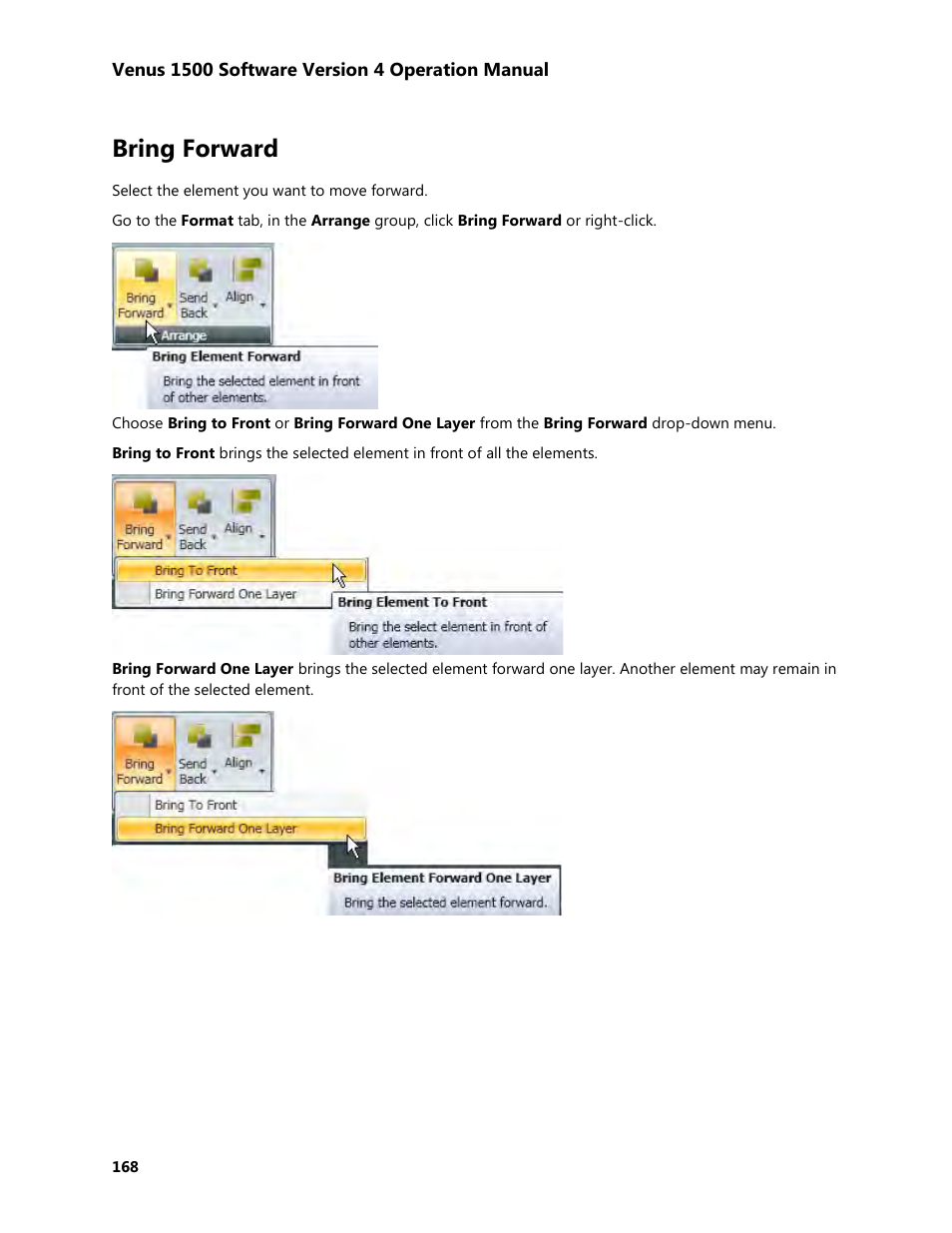 Bring forward | Daktronics Venus 1500 Version 4 User Manual | Page 178 / 254