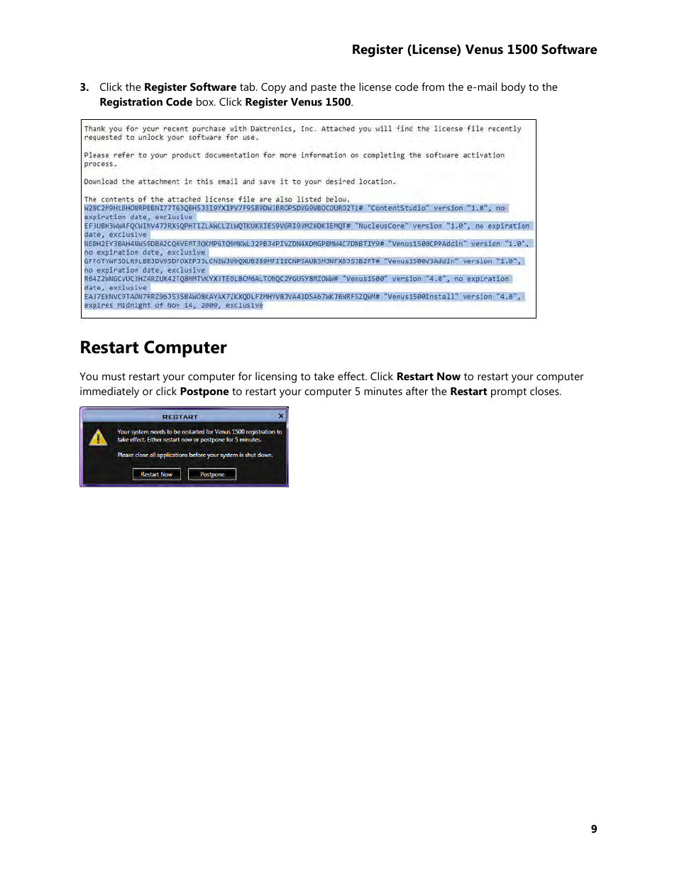 Restart computer | Daktronics Venus 1500 Version 4 User Manual | Page 19 / 254