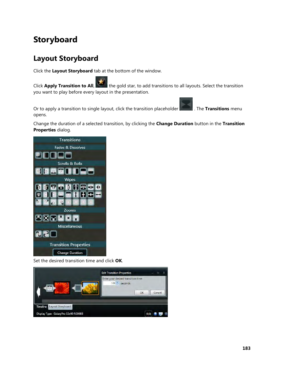 Storyboard, Layout storyboard | Daktronics Venus 1500 Version 4 User Manual | Page 193 / 254