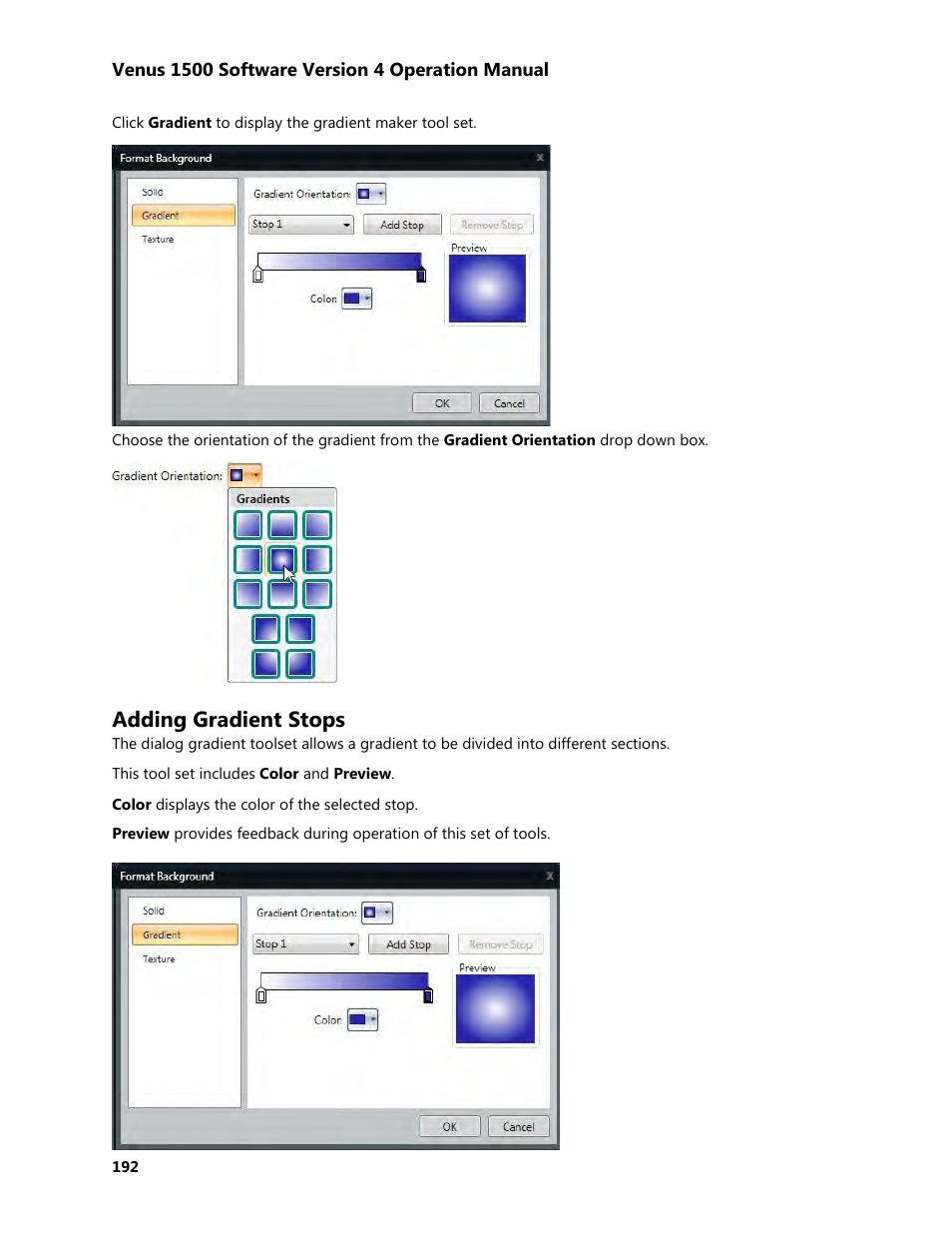 Adding gradient stops | Daktronics Venus 1500 Version 4 User Manual | Page 202 / 254