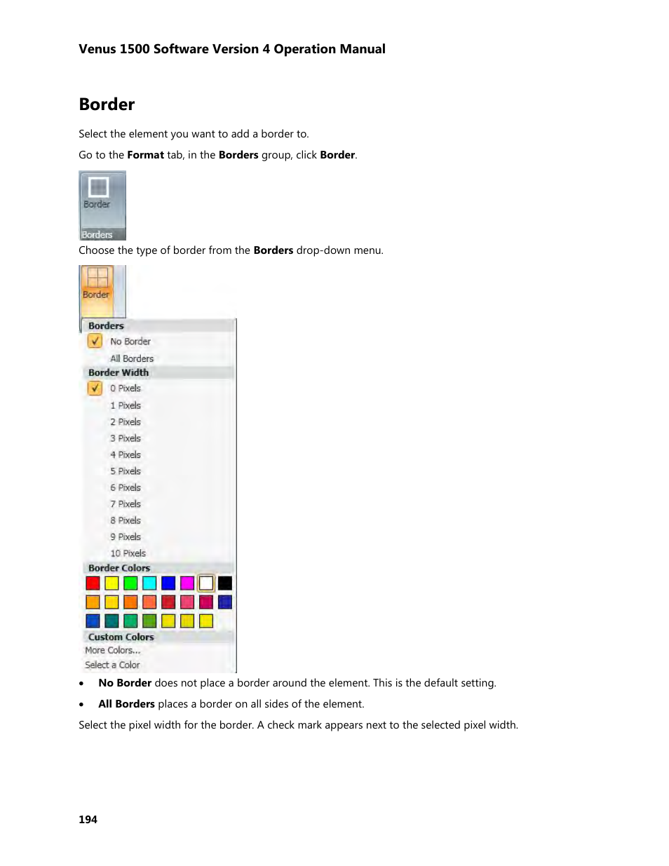 Border | Daktronics Venus 1500 Version 4 User Manual | Page 204 / 254