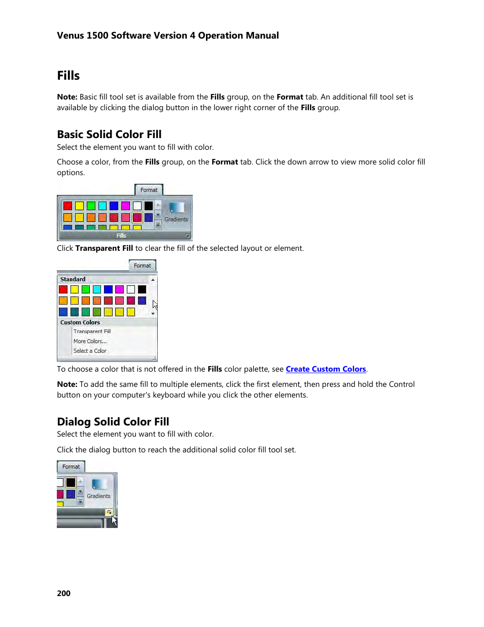 Fills, Basic solid color fill, Dialog solid color fill | Daktronics Venus 1500 Version 4 User Manual | Page 210 / 254