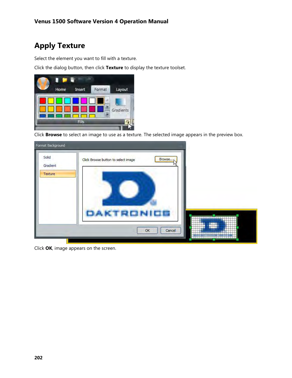 Apply texture | Daktronics Venus 1500 Version 4 User Manual | Page 212 / 254