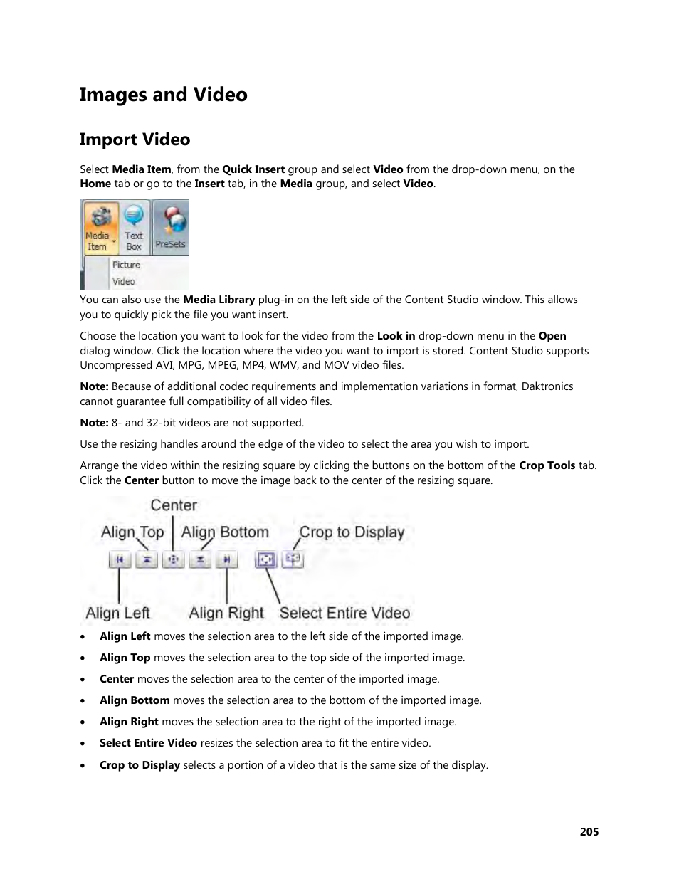 Images and video, Import video | Daktronics Venus 1500 Version 4 User Manual | Page 215 / 254
