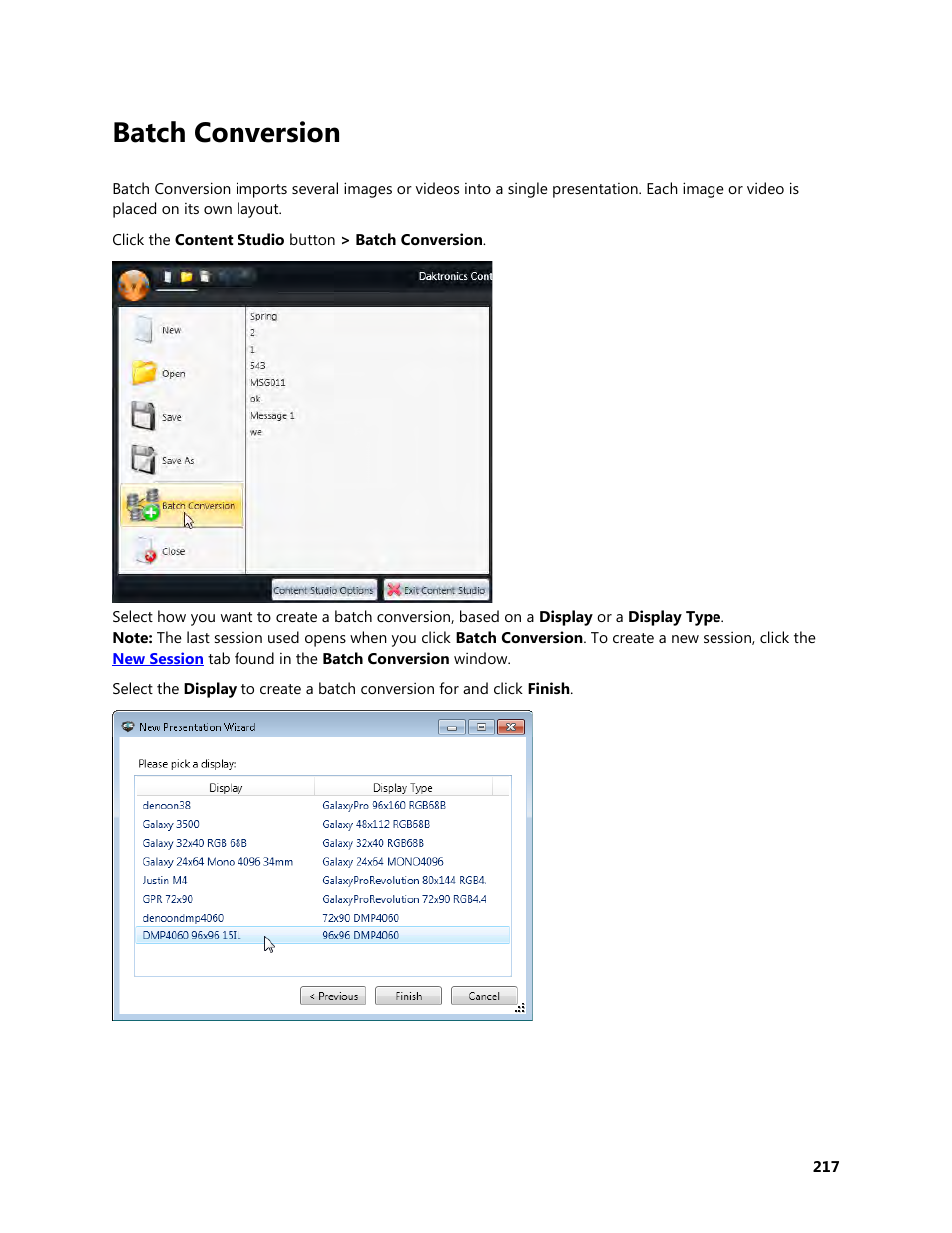 Batch conversion | Daktronics Venus 1500 Version 4 User Manual | Page 227 / 254