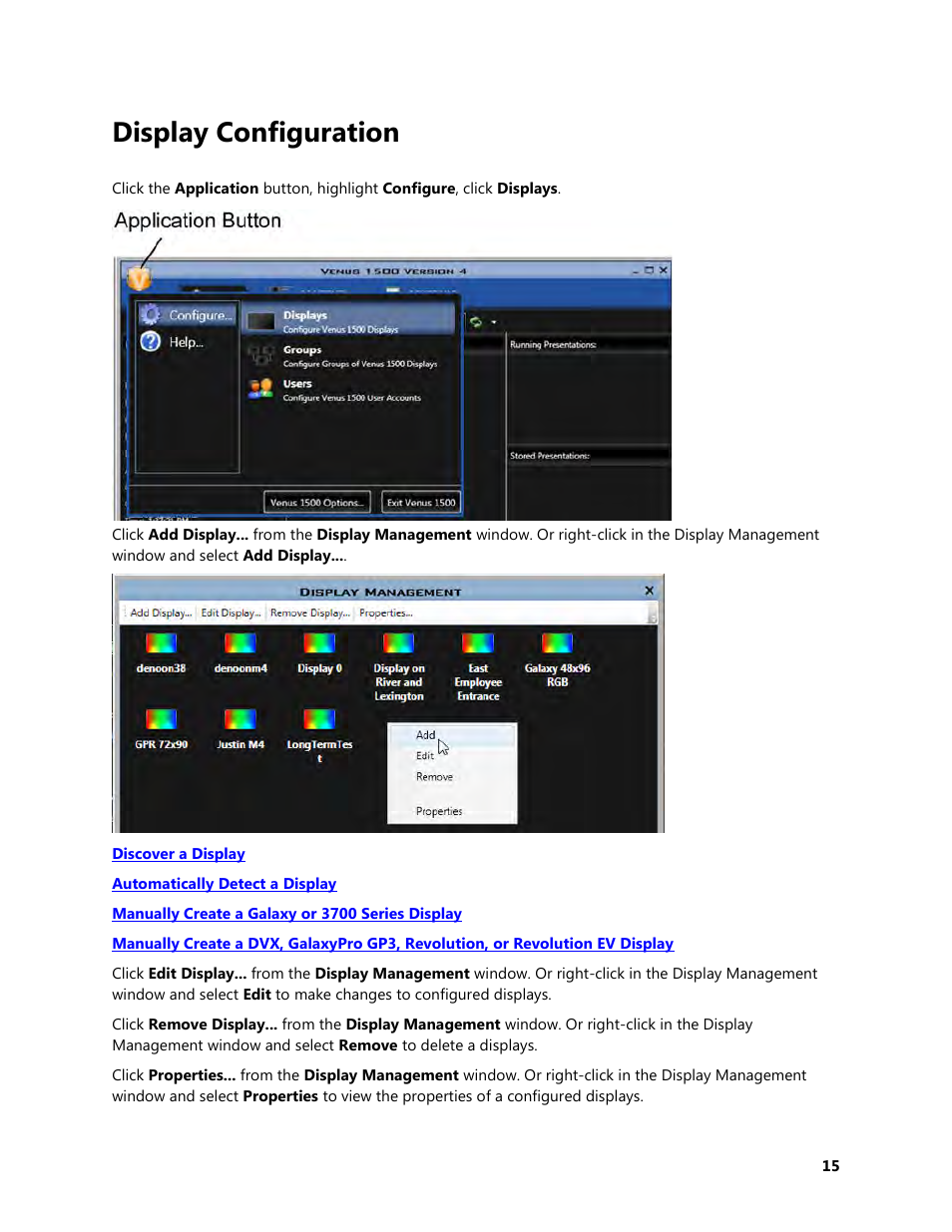 Display configuration | Daktronics Venus 1500 Version 4 User Manual | Page 25 / 254