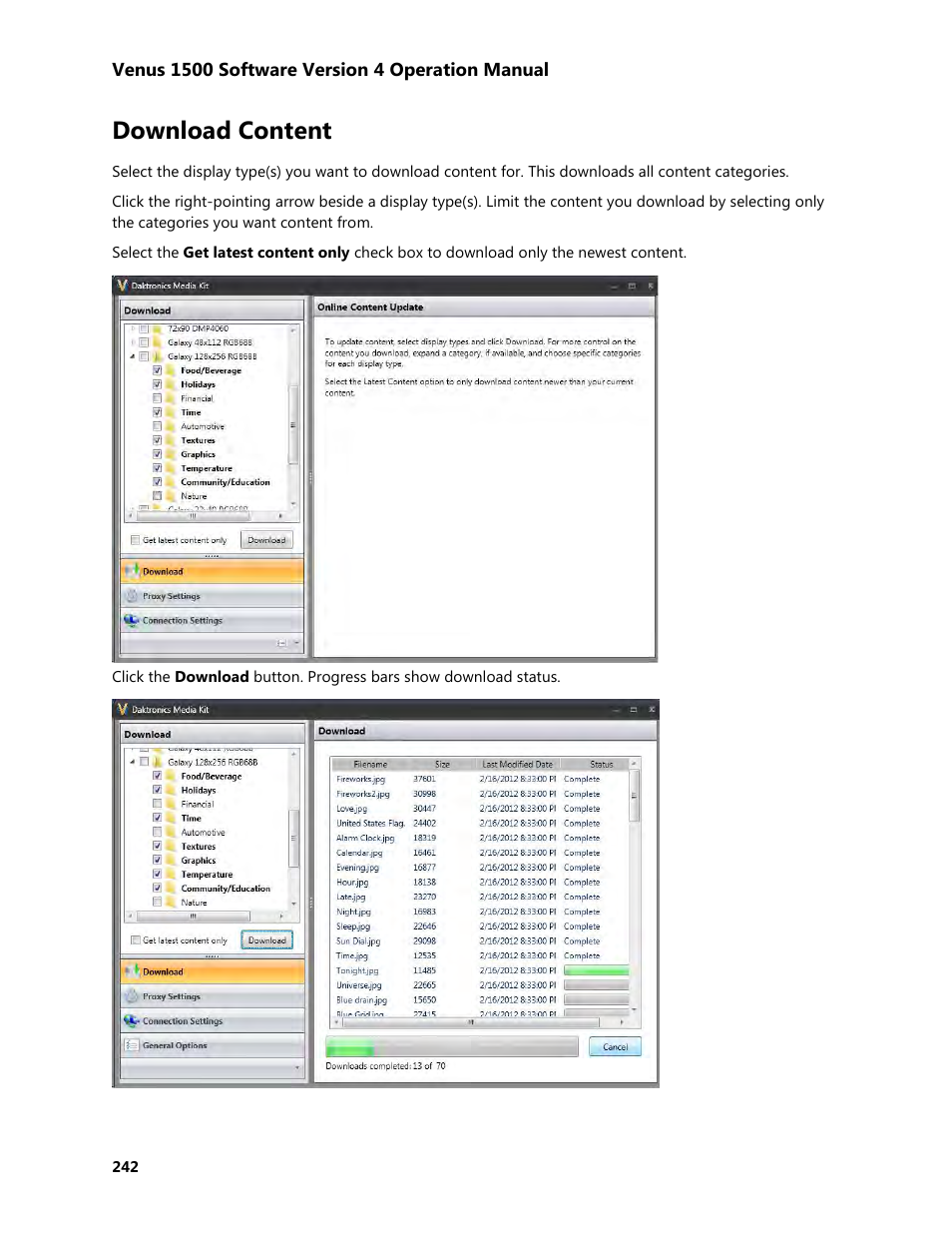 Download content | Daktronics Venus 1500 Version 4 User Manual | Page 252 / 254