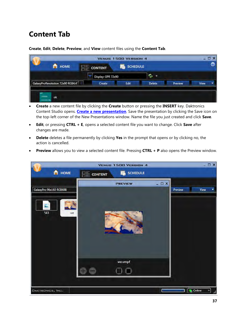 Content tab | Daktronics Venus 1500 Version 4 User Manual | Page 47 / 254