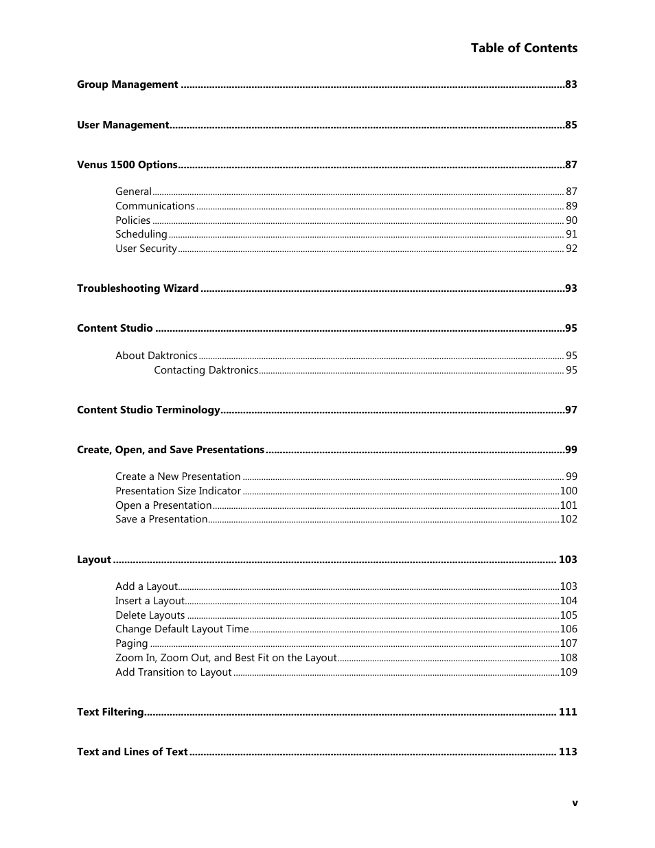 Daktronics Venus 1500 Version 4 User Manual | Page 5 / 254