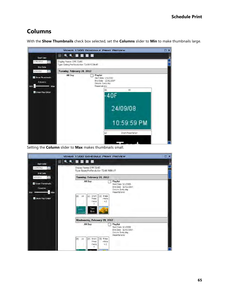 Columns | Daktronics Venus 1500 Version 4 User Manual | Page 75 / 254