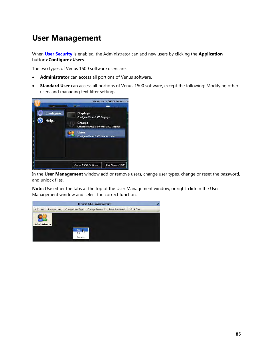 User management | Daktronics Venus 1500 Version 4 User Manual | Page 95 / 254