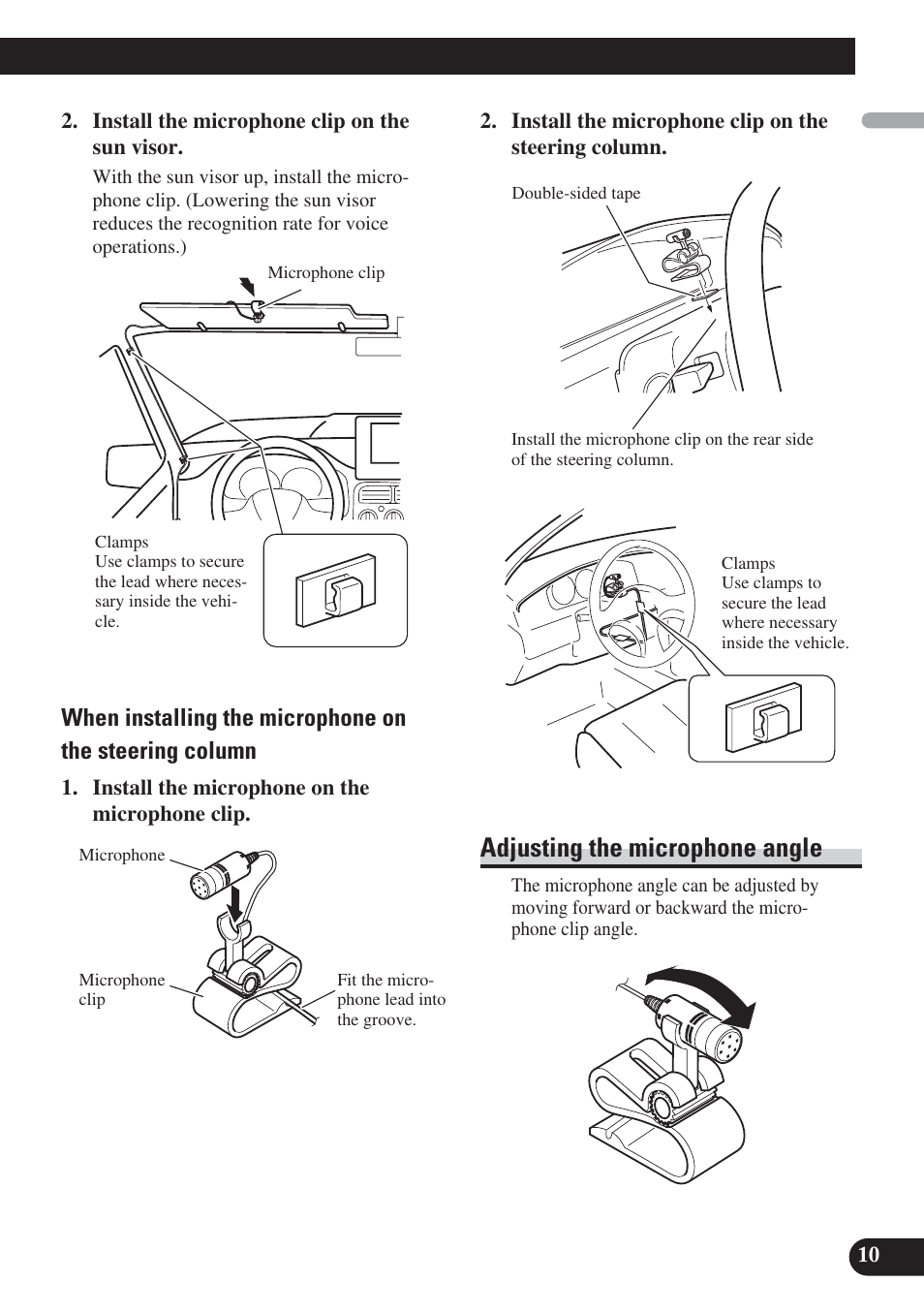Adjusting the microphone angle | Pioneer DEH-P65BT User Manual | Page 11 / 72