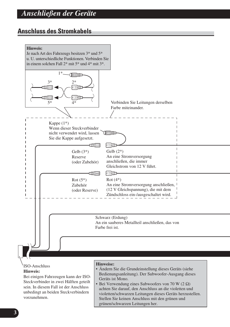 Anschluss des stromkabels, Anschließen der geräte | Pioneer DEH-P65BT User Manual | Page 24 / 72