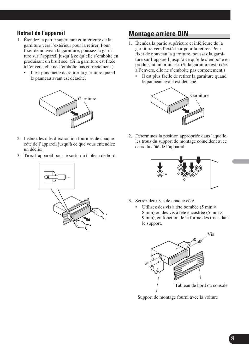 Montage arrière din | Pioneer DEH-P65BT User Manual | Page 39 / 72