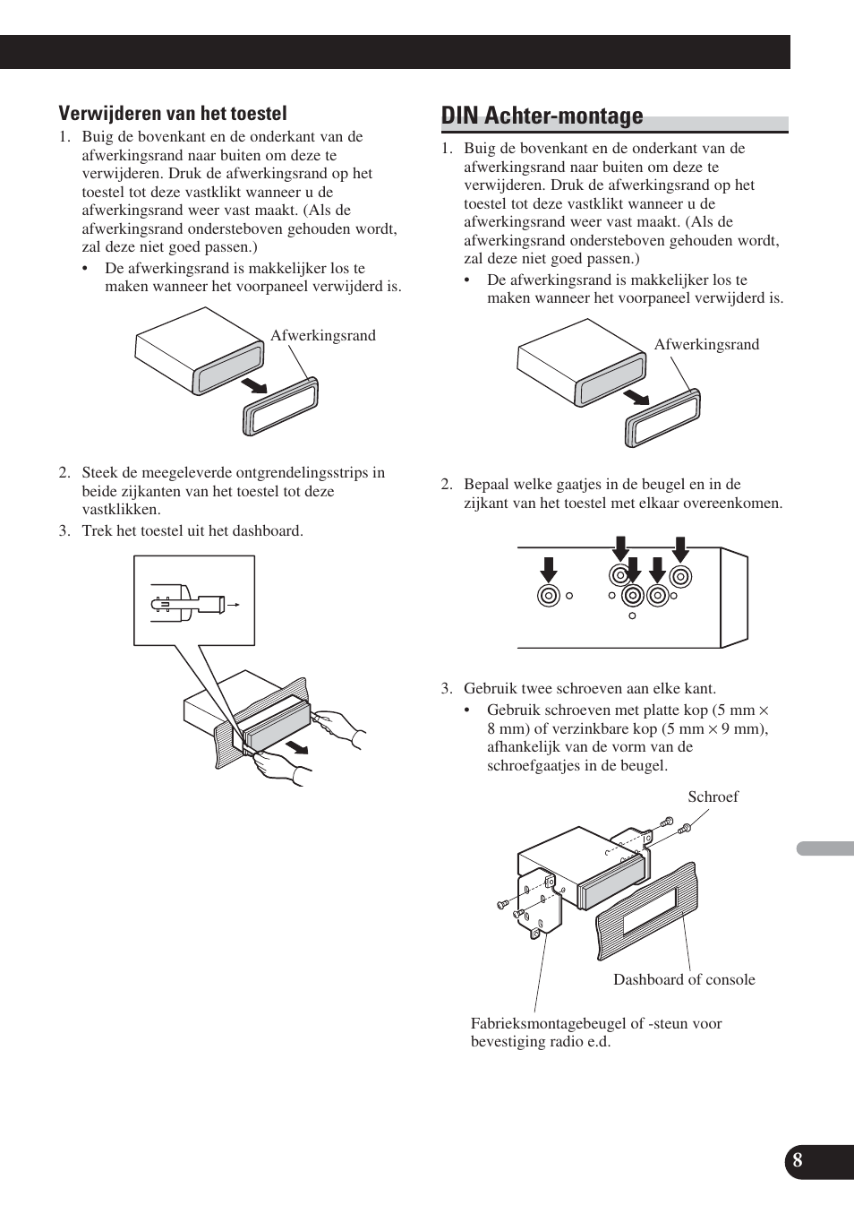 Din achter-montage | Pioneer DEH-P65BT User Manual | Page 59 / 72