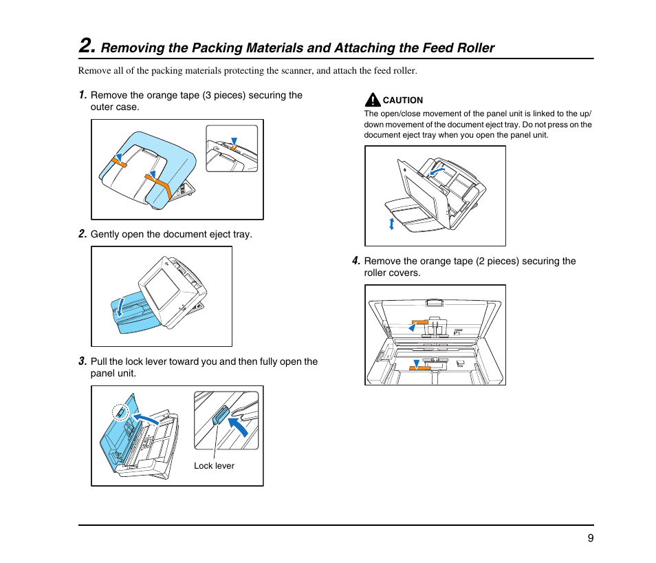 Removing the packing materials and, Attaching the feed roller, See p. 9.) | Canon SCANFRONT M11062 User Manual | Page 13 / 28