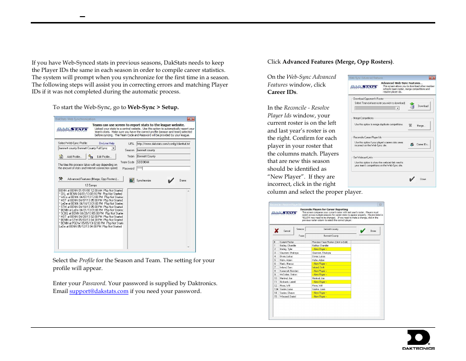 Daktronics Web-Sync – Reconciling Career IDs User Manual | 1 page