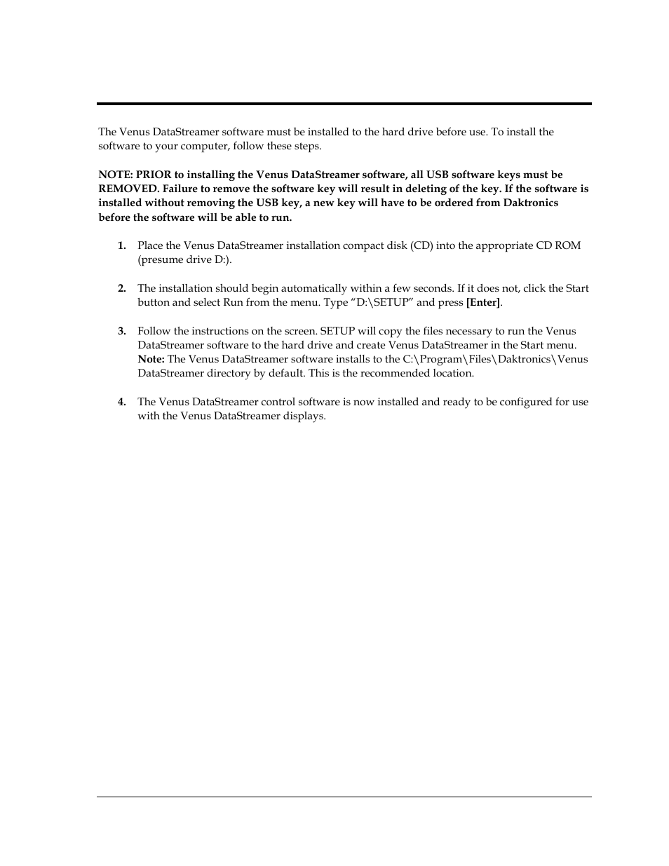 Section 2: installation, Section 2, Installation | Daktronics Venus DataStreamer User Manual | Page 13 / 81