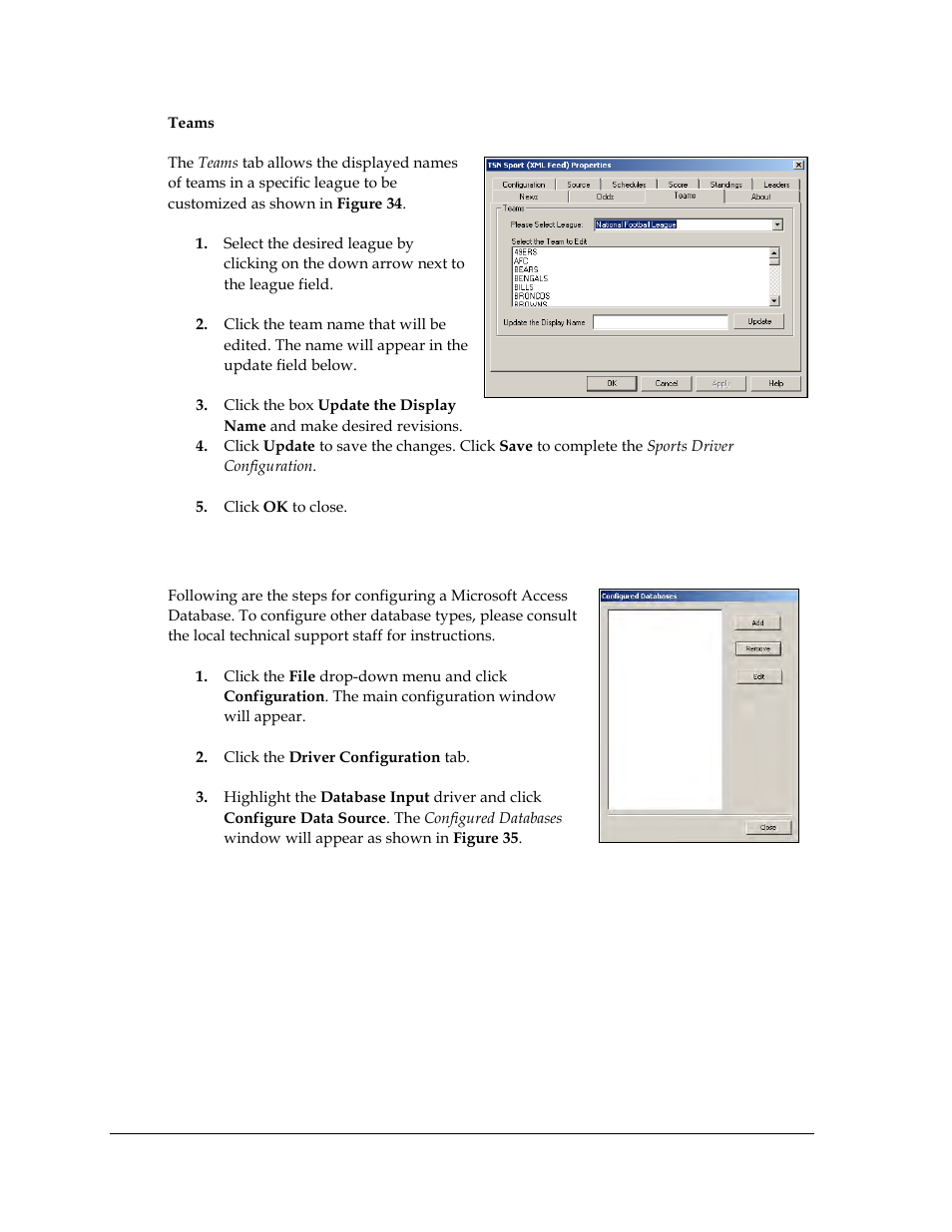 4 database driver configuration, Database driver configuration | Daktronics Venus DataStreamer User Manual | Page 28 / 81