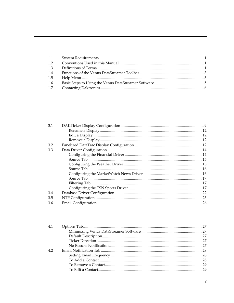 Daktronics Venus DataStreamer User Manual | Page 3 / 81