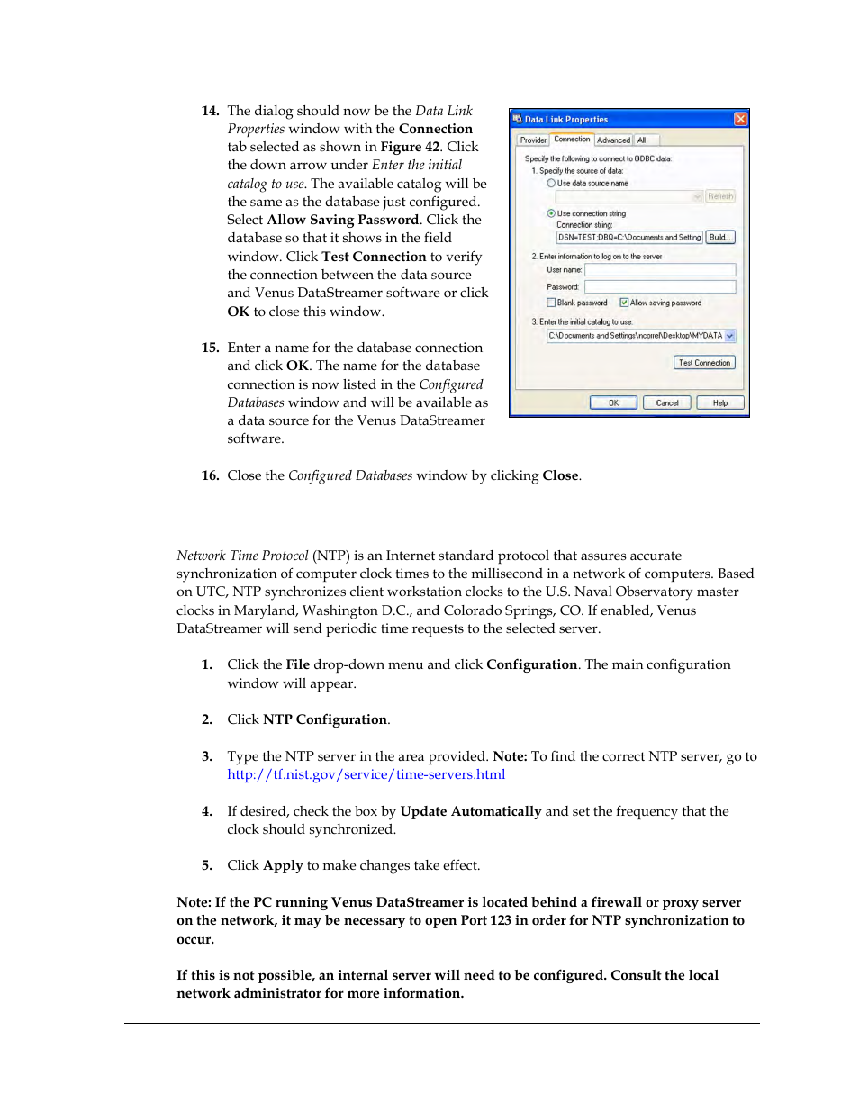 5 ntp configuration, Ntp configuration | Daktronics Venus DataStreamer User Manual | Page 31 / 81