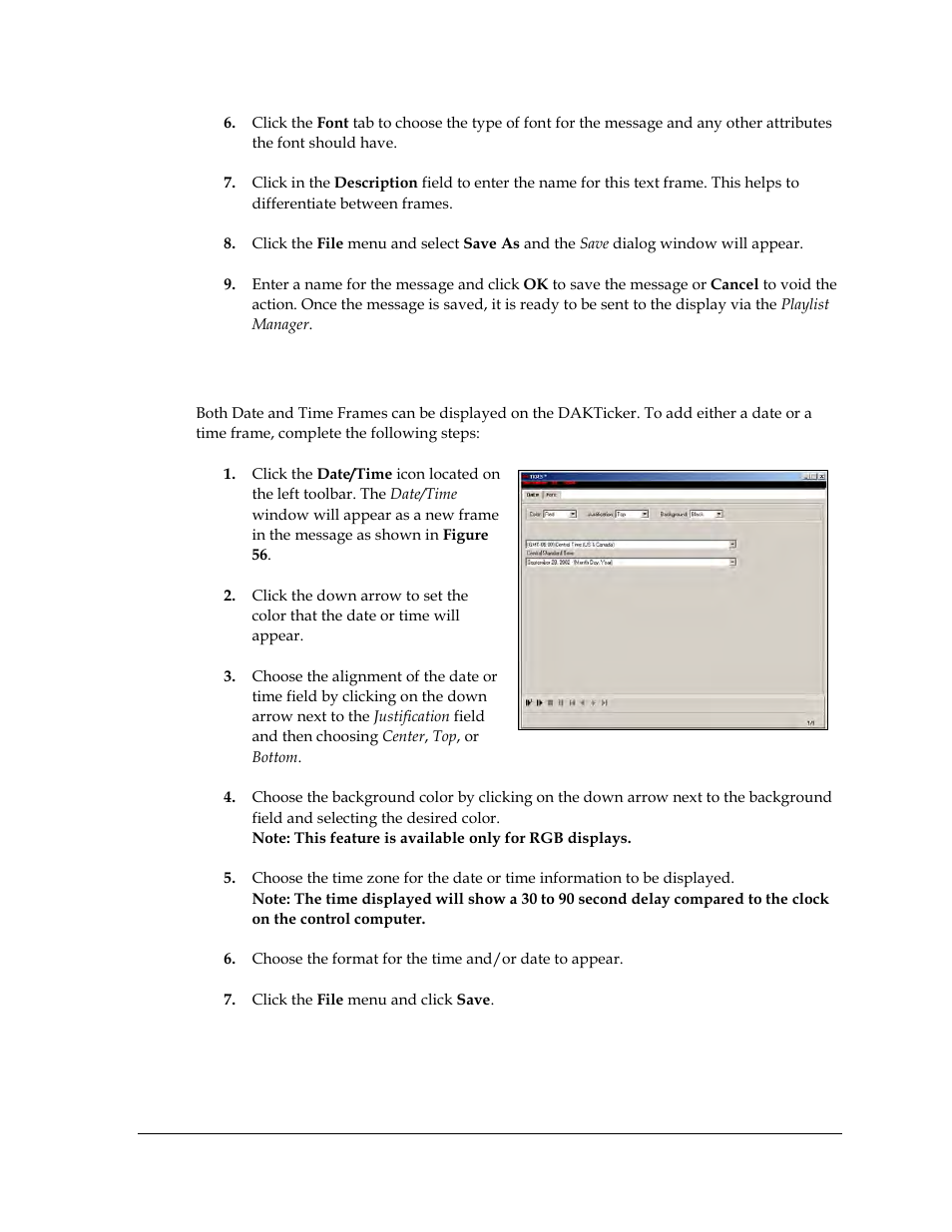 3 adding a time/date frame, Adding a time/date frame | Daktronics Venus DataStreamer User Manual | Page 41 / 81
