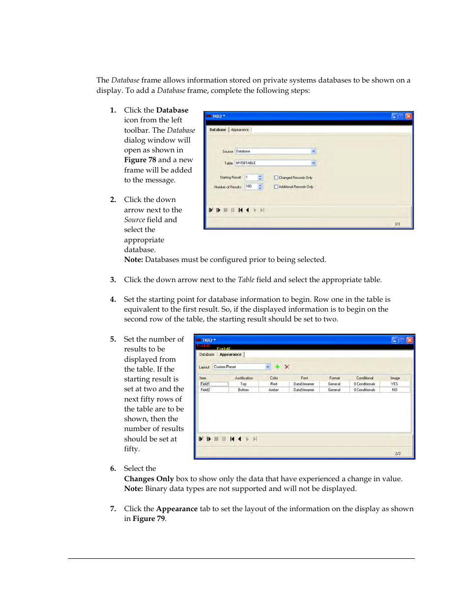 9 adding a database frame, Adding a database frame | Daktronics Venus DataStreamer User Manual | Page 51 / 81