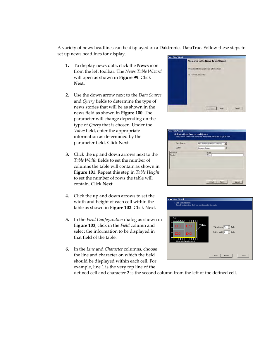 6 entering a news table, Entering a news table | Daktronics Venus DataStreamer User Manual | Page 63 / 81