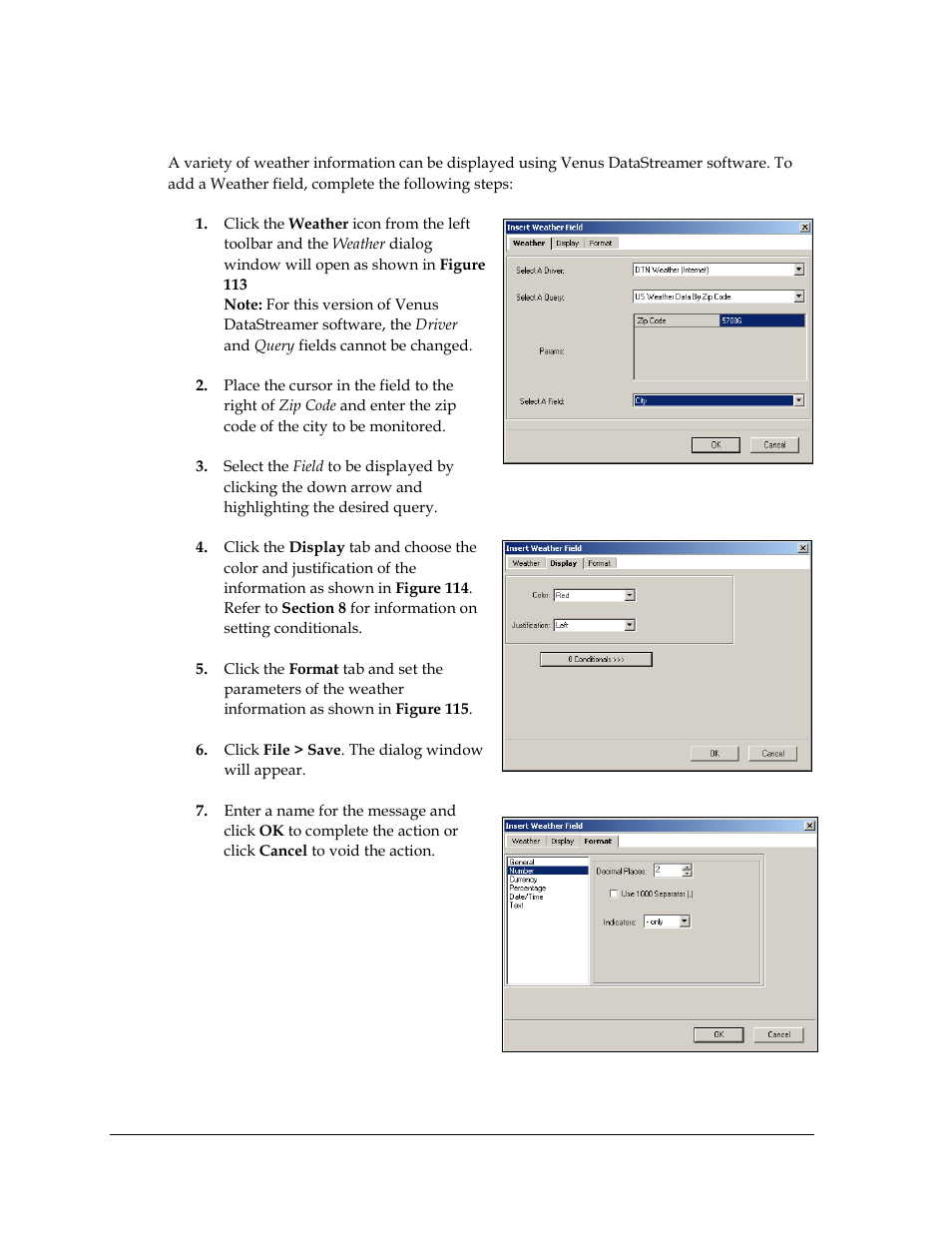 8 entering weather information, Entering weather information | Daktronics Venus DataStreamer User Manual | Page 68 / 81