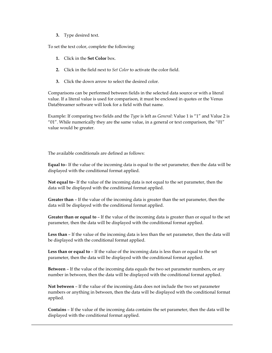 1 conditionals defined, Conditionals defined | Daktronics Venus DataStreamer User Manual | Page 74 / 81