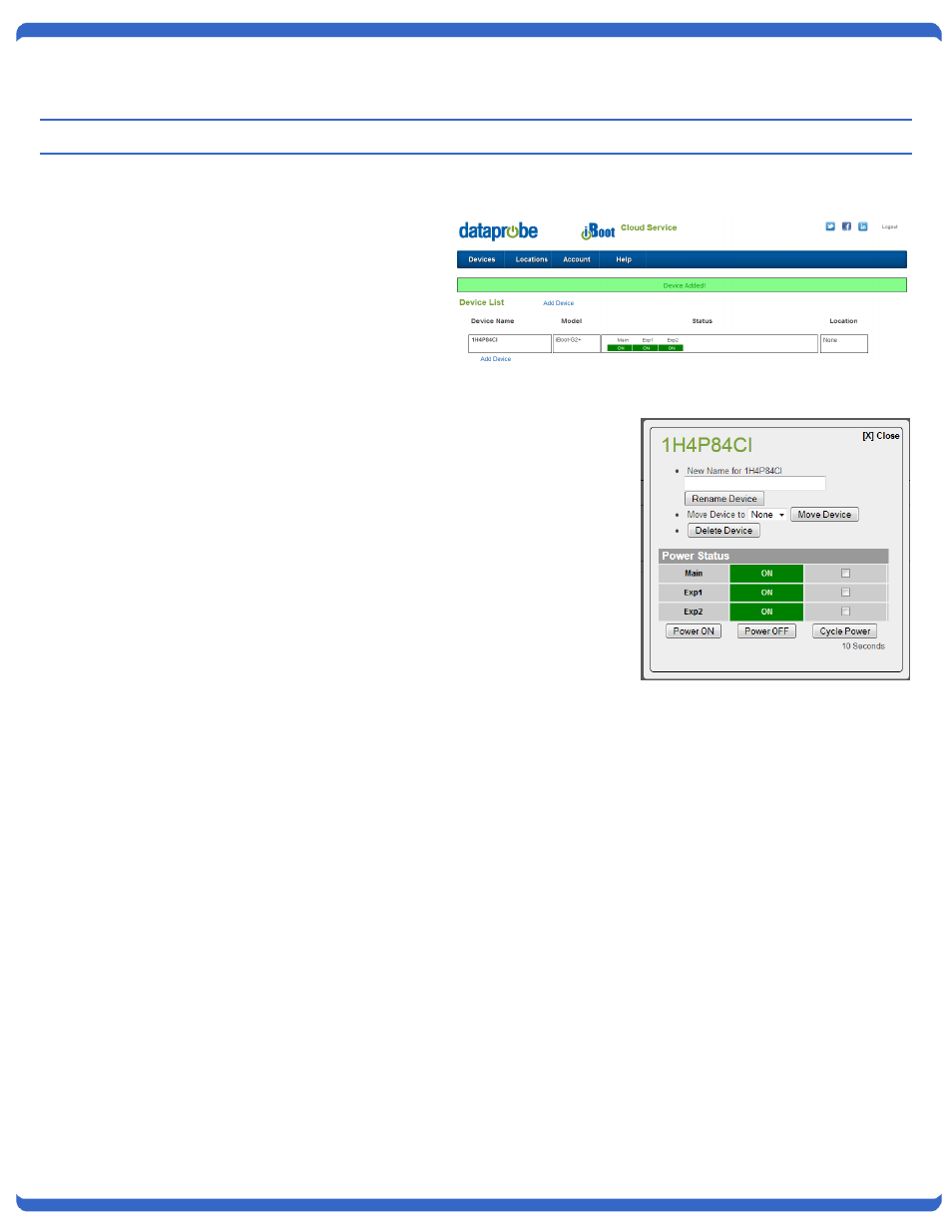 Control power from the cloud | Dataprobe iBoot-G2 Cloud Service Setup Guide User Manual | Page 4 / 4