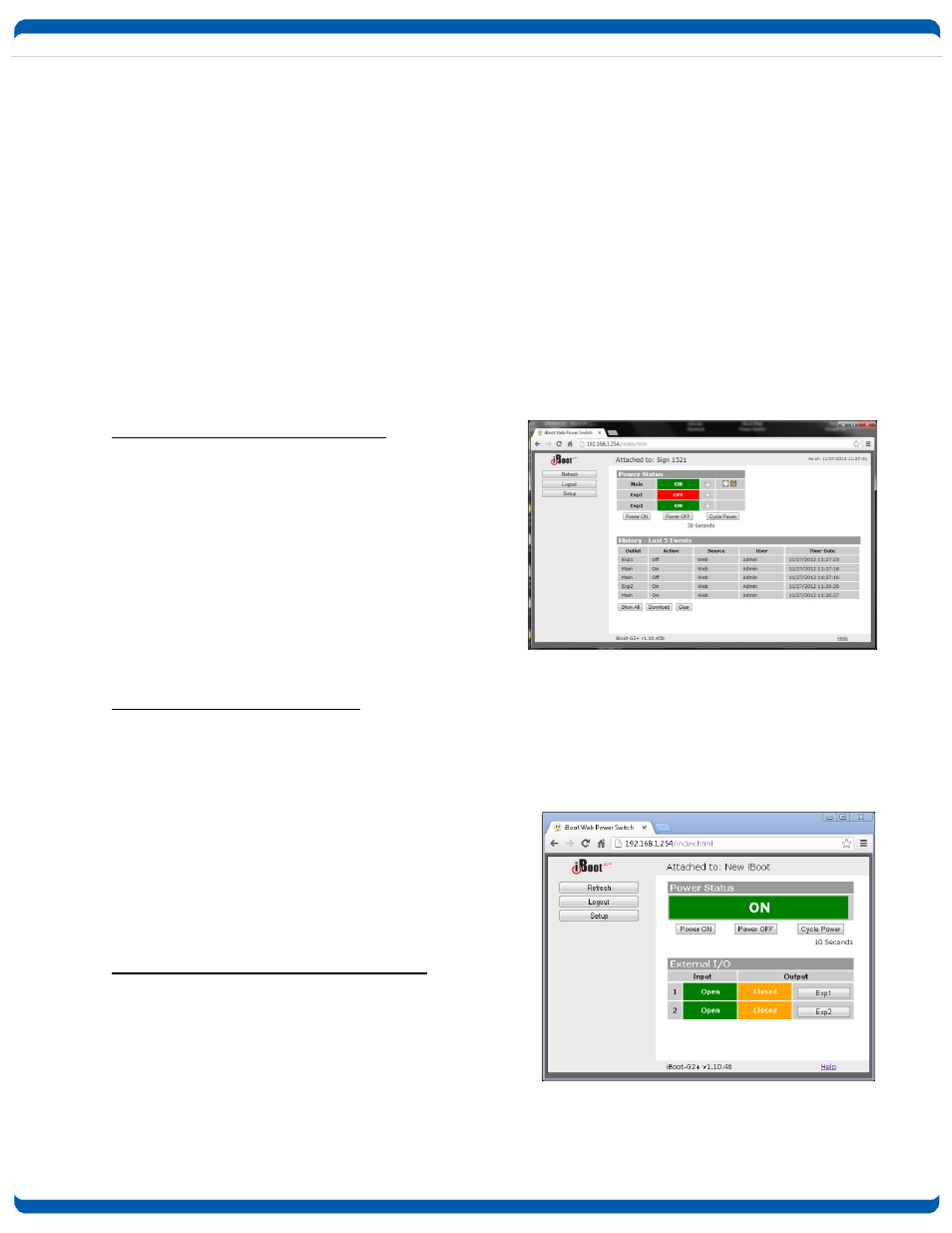 Power status, Expansion set for iboot-expansion, Expansion set for power control | Expansion set for independent i/o mode | Dataprobe iBoot-G2 Operation Manual User Manual | Page 12 / 37