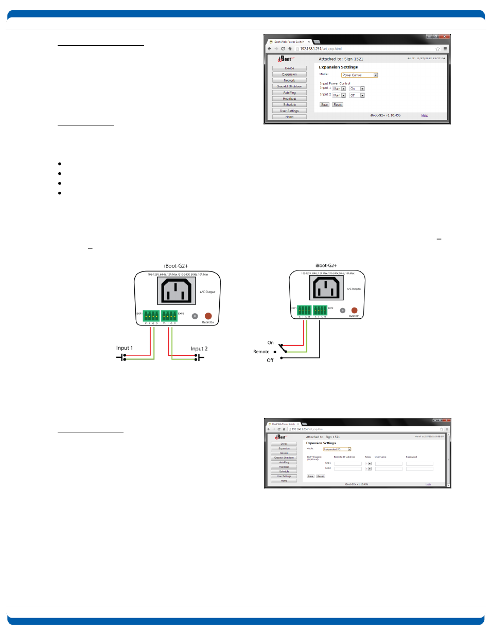 Iboot expansion units, Power control, Independent i/o | Dataprobe iBoot-G2 Operation Manual User Manual | Page 15 / 37