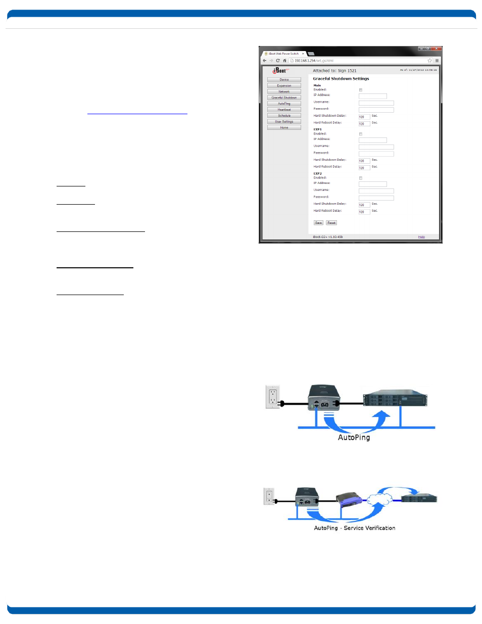 /graceful shutdown, Autoping | Dataprobe iBoot-G2 Operation Manual User Manual | Page 17 / 37