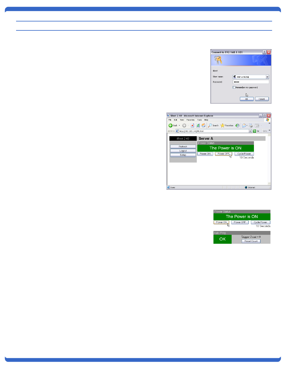 Web browser operation, /password protection, Password protection | Dataprobe iBoot-Hub Operation Manual User Manual | Page 8 / 17
