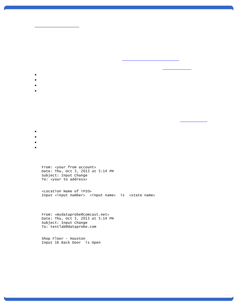 Snmp factory defaults, Email notifications | Dataprobe iPIO-2 Operation Manual User Manual | Page 12 / 28