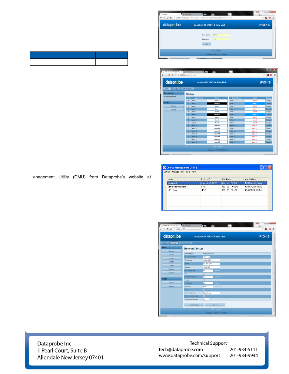 Web browser access, Changing the ip address | Dataprobe iPIO-2 Quick Start User Manual | Page 2 / 2