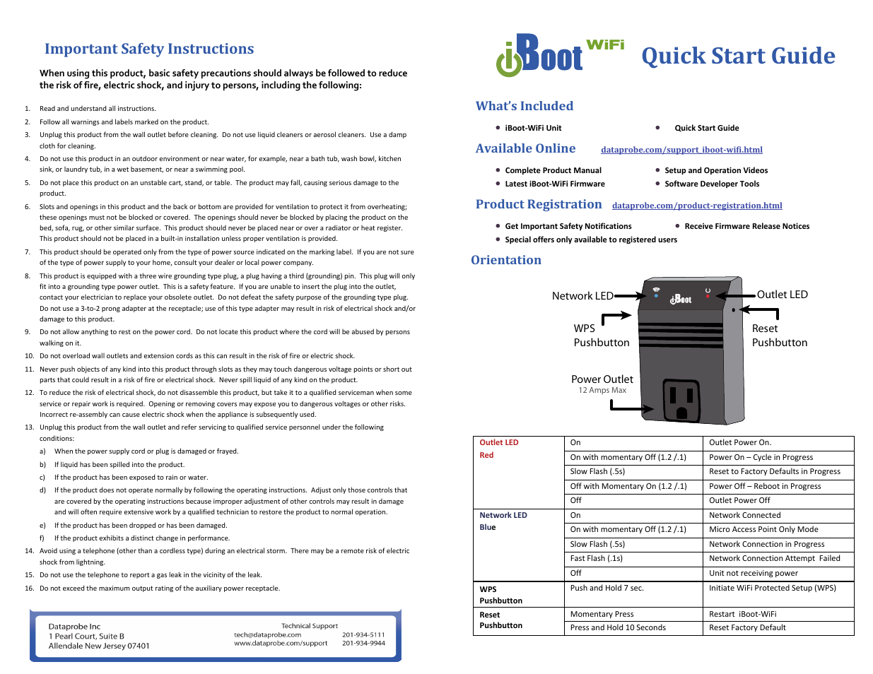 Dataprobe iBoot-WiFi Quick Start User Manual | 2 pages