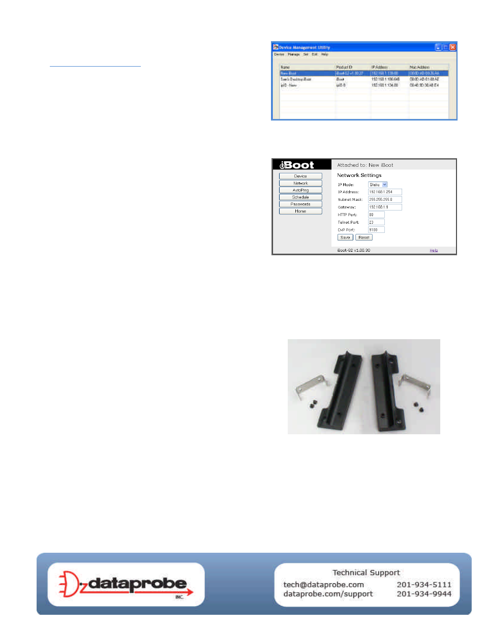 Changing the ip address, Mounting options | Dataprobe iBoot-DC Quick Start User Manual | Page 2 / 2