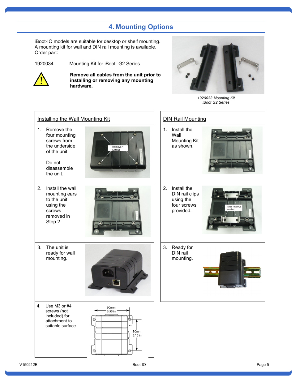 /mounting options, Mounting options | Dataprobe iBoot-IO User Manual | Page 5 / 7