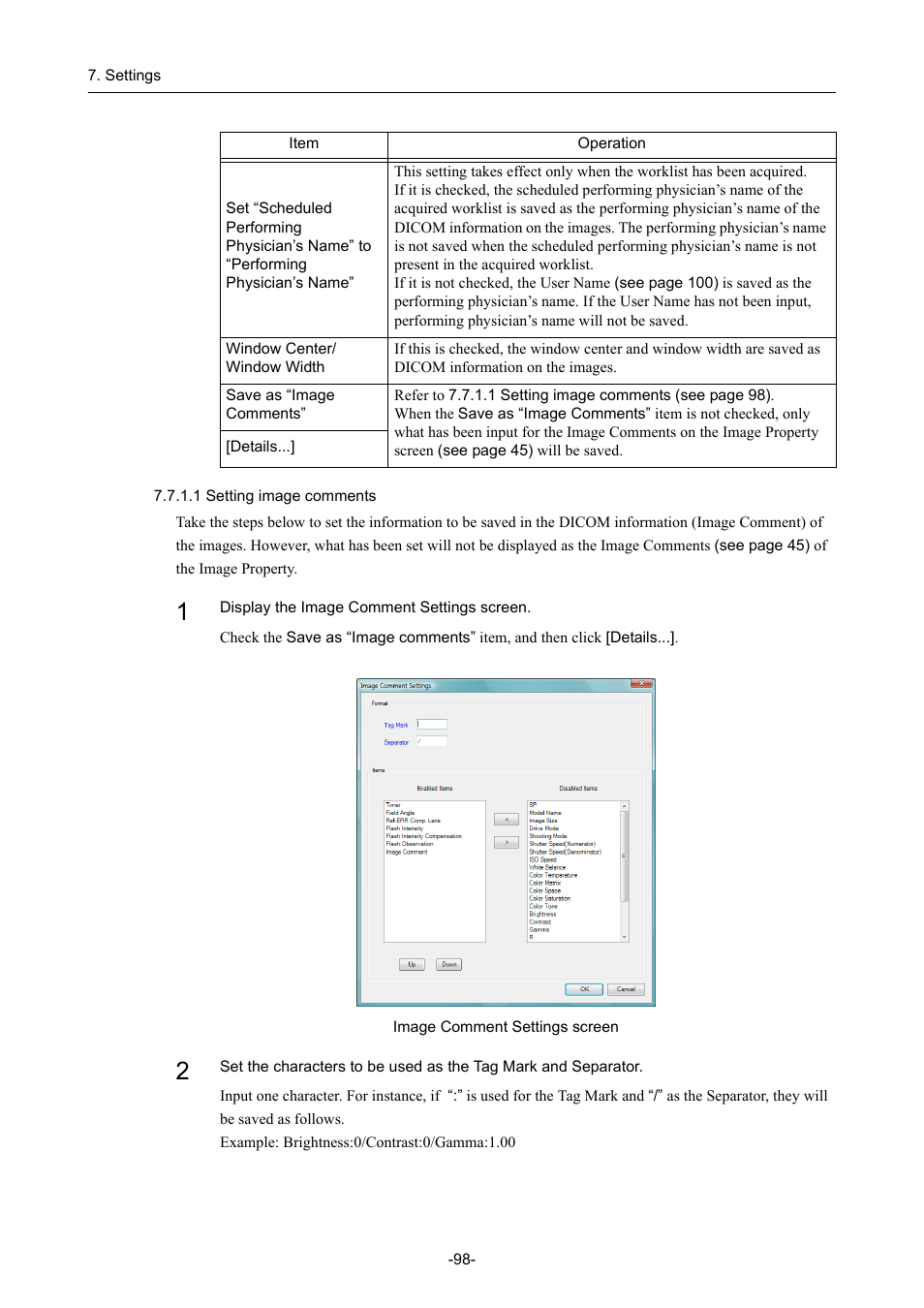 1 setting image comments | Canon CR-1 MARK II User Manual | Page 106 / 138