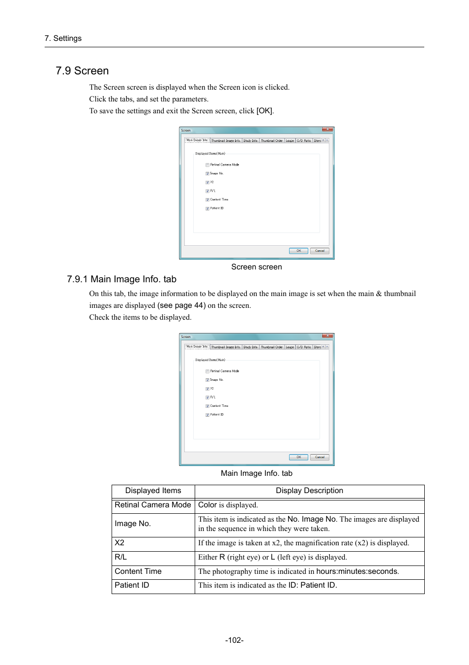 9 screen, 1 main image info. tab | Canon CR-1 MARK II User Manual | Page 110 / 138