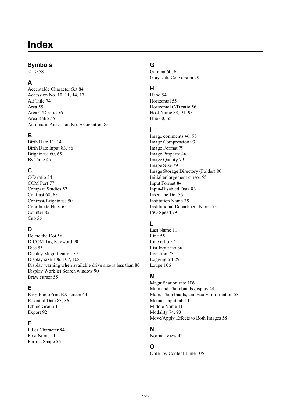 Index | Canon CR-1 MARK II User Manual | Page 135 / 138