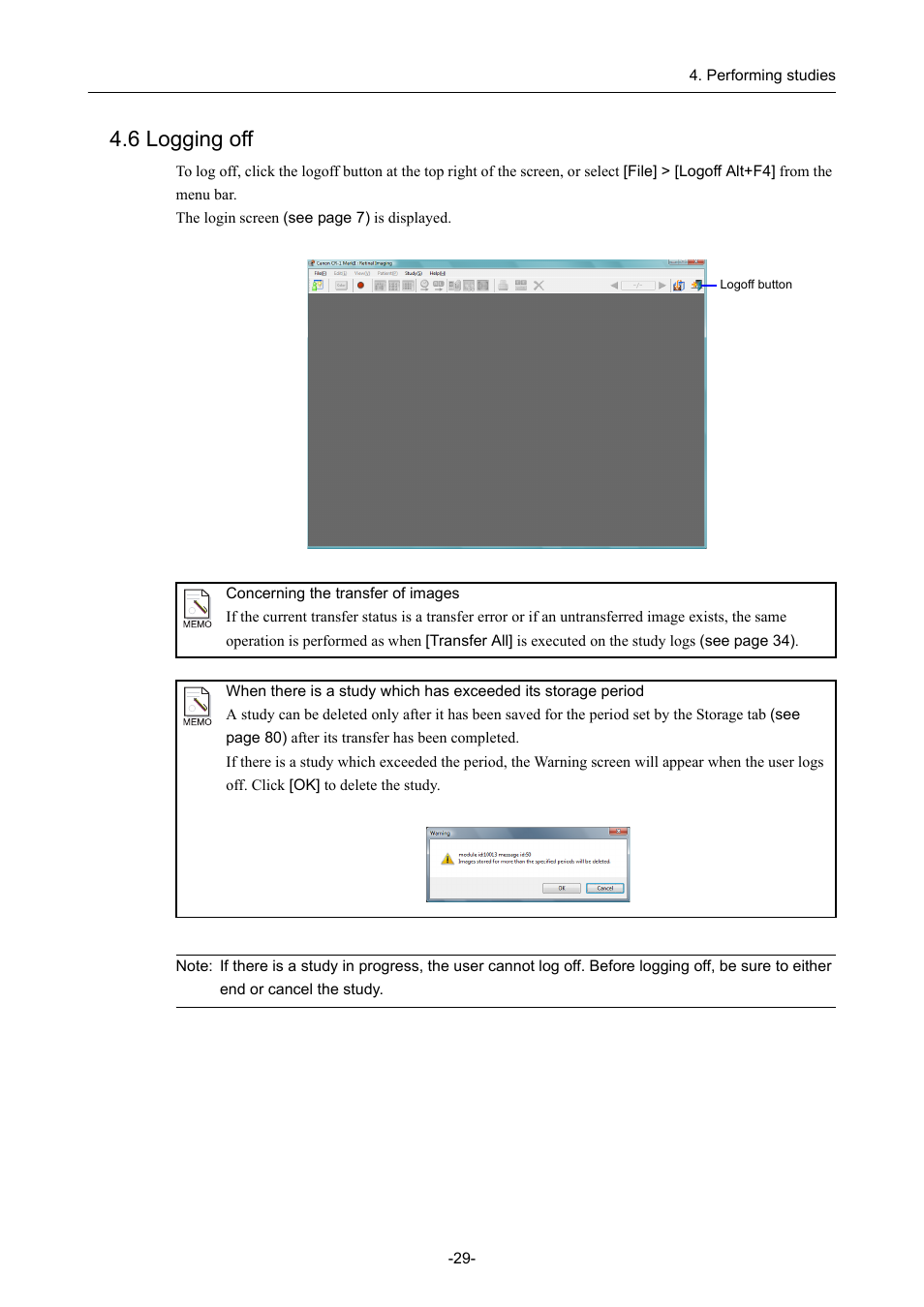 6 logging off | Canon CR-1 MARK II User Manual | Page 37 / 138